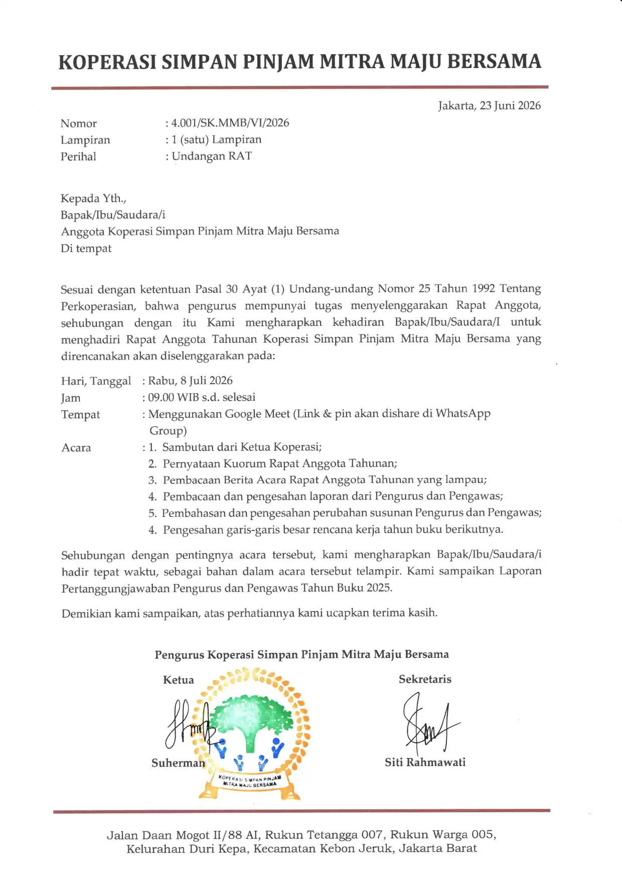 Undangan Rapat Anggota Tahunan 2025